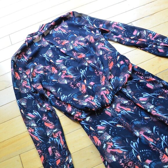 AllSaints Valero Fluttery Butterfly Midi Mid Length Dress Black Size US 2 - Picture 10 of 13